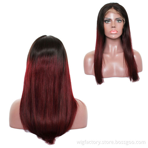 Brazilian Straight Human Hair Wigs 99j,Colored Human Hair Lace Wigs Remy Hair Preplucked,Lacefront Wigs Human Hair For Woman 180